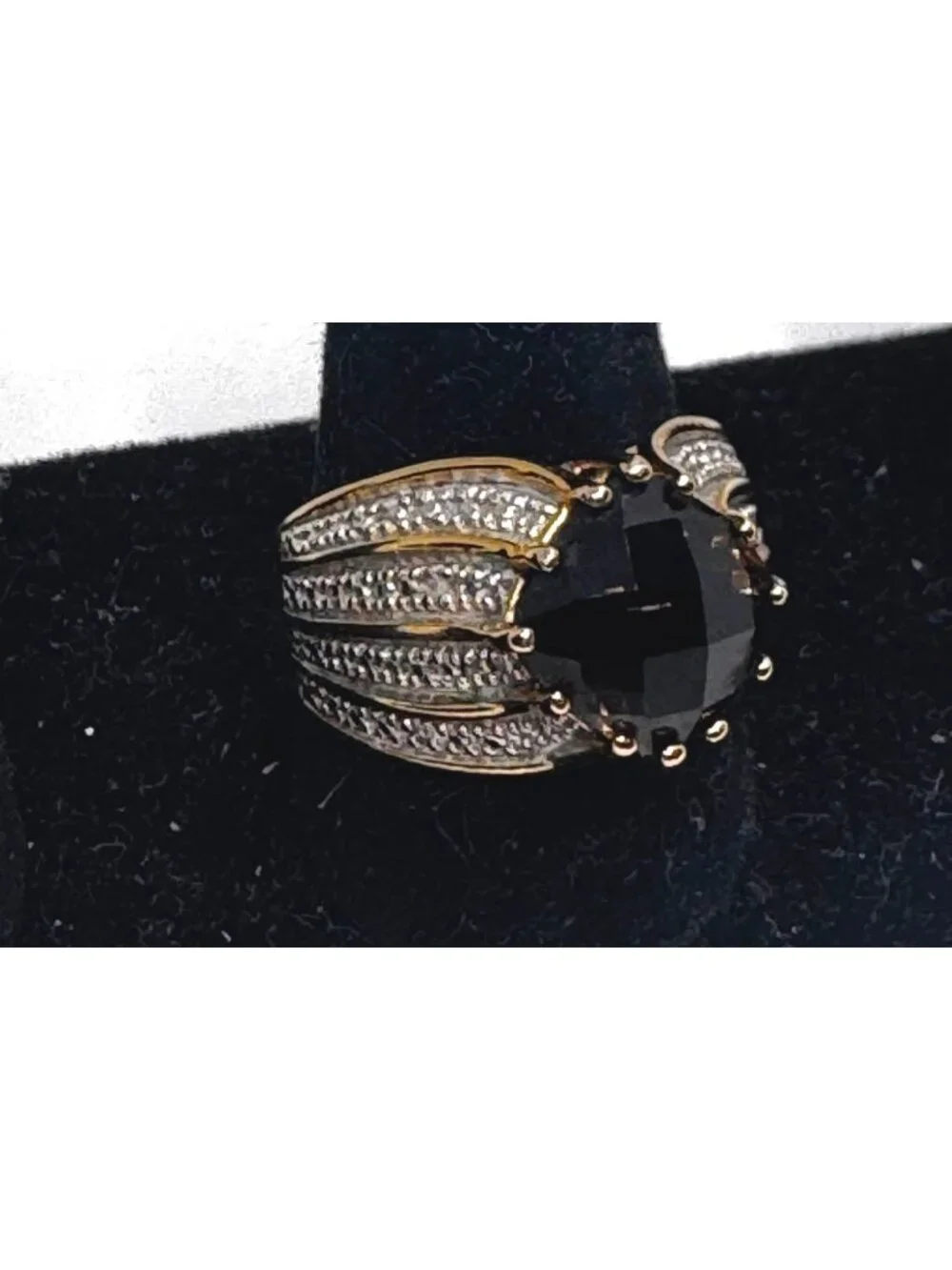 Ross-Simons 925 Sterling Silver Smoky Quartz Gold Tone Ring Size 9 8g Cocktail